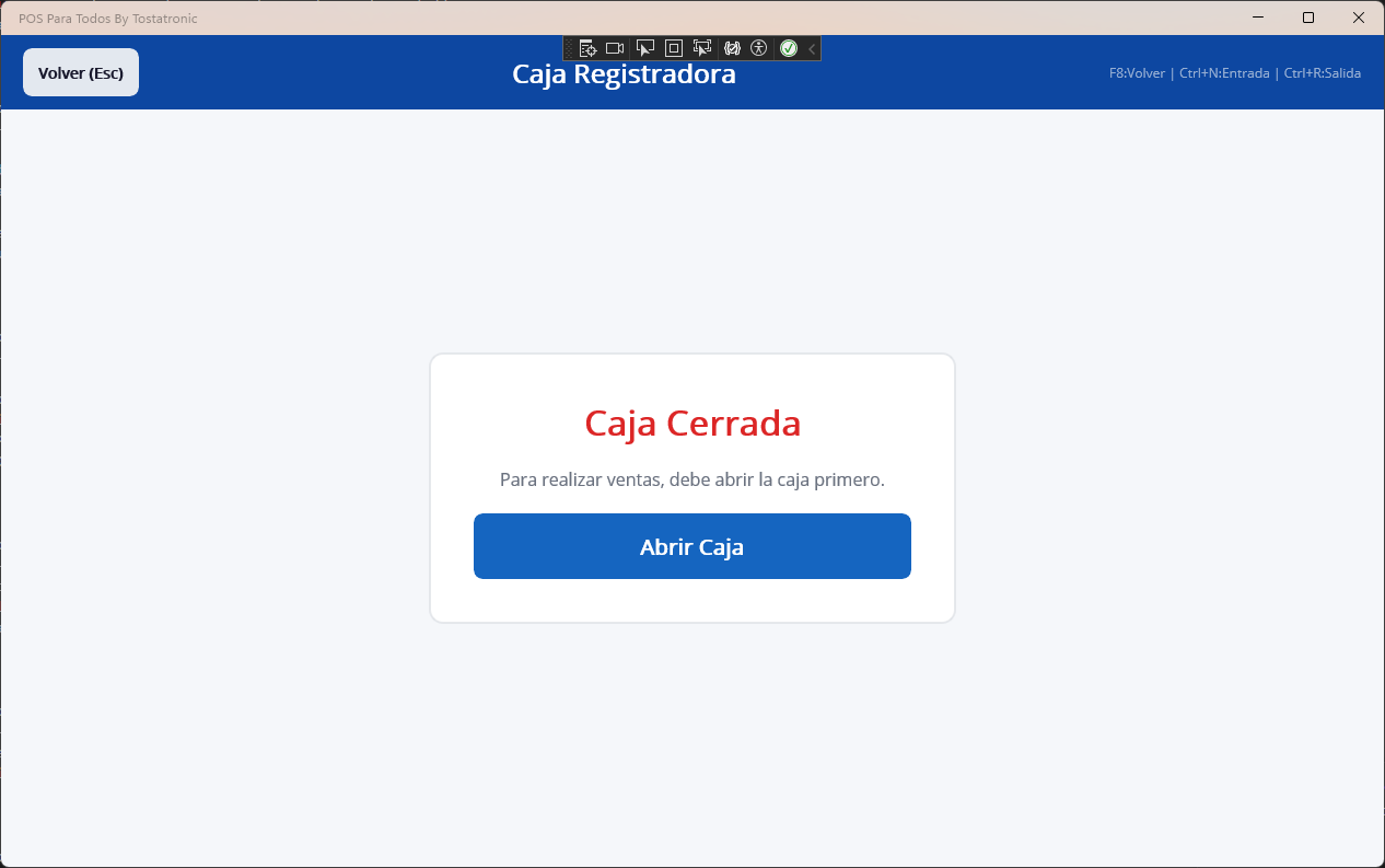 Mensaje de caja no abierta