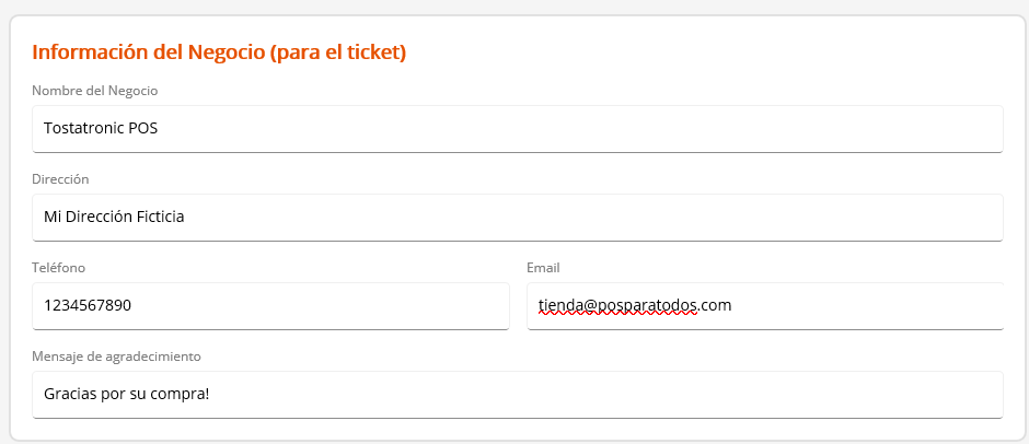 Configuracion de informacion de impresion