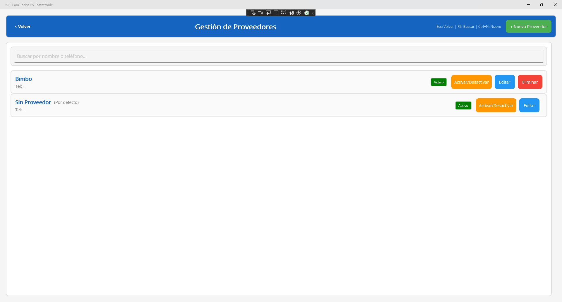 Lista de Proveedores